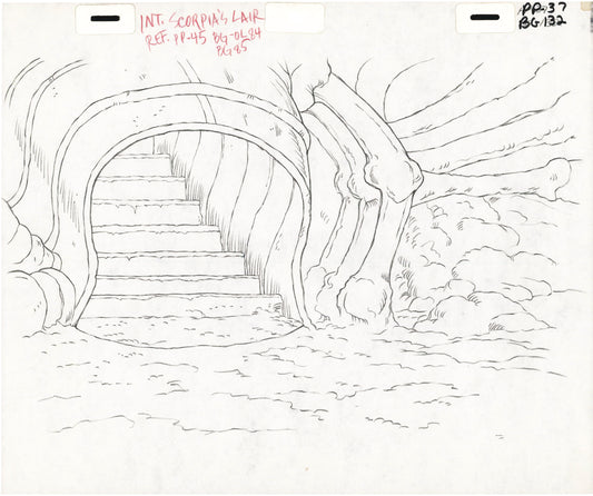 She-Ra Princess of Power Animation Production Pencil Background Drawing For Cels Filmation 1980s 270