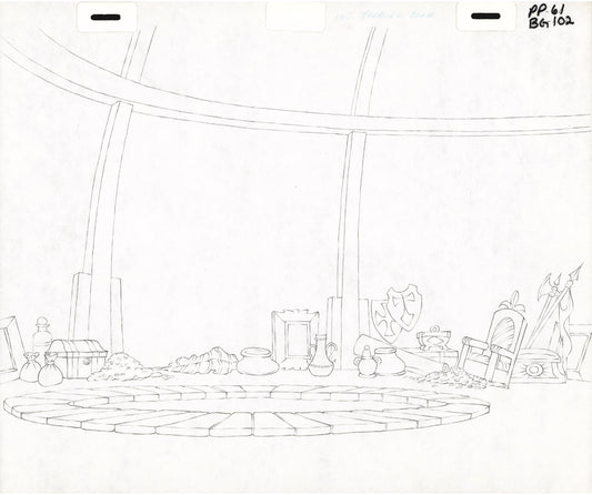 She-Ra Princess of Power Animation Production Pencil Background Drawing For Cels Filmation 1980s 271