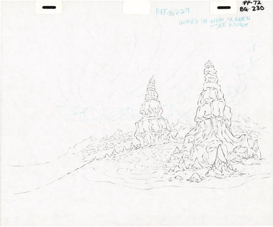 She-Ra Princess of Power Animation Production Pencil Background Drawing For Cels Filmation 1980s 276