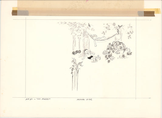 Illustration Book Page Original Drawing by Lowenheim c1978 Samuel Lowe T025
