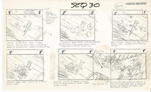 Treasure Island Storyboard Art Cartoon 2 Pages Stevenson Filmation WB 1973 D-27