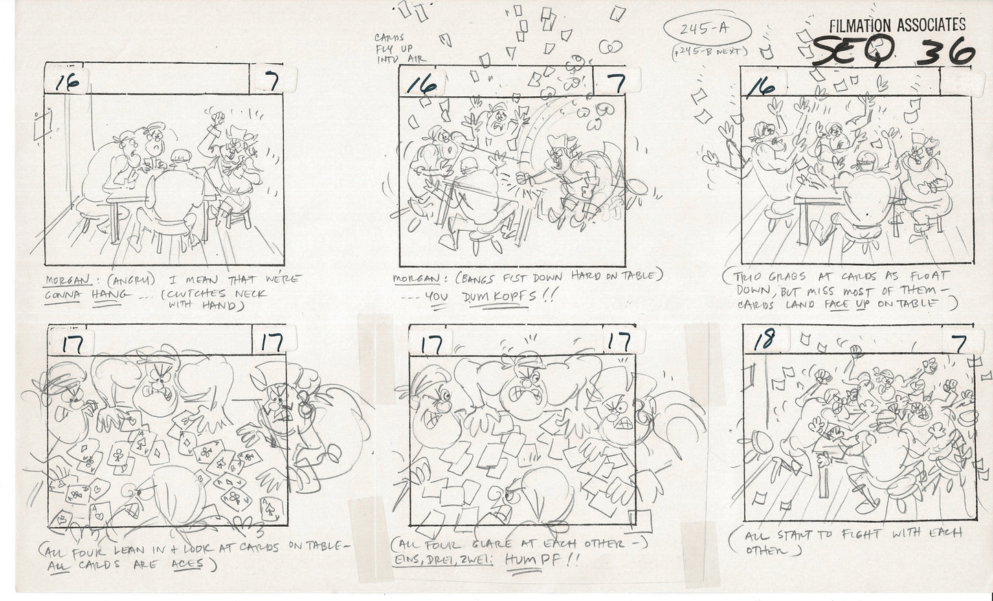 Treasure Island Storyboard Art Cartoon 2 Pages Stevenson Filmation WB 1973 E-27