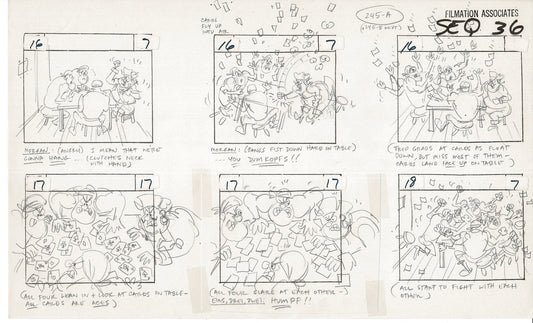 Treasure Island Storyboard Art Cartoon 2 Pages Stevenson Filmation WB 1973 E-27