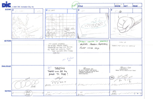 Sonic Underground Huge Hand-Drawn Production Storyboard 1999 from DIC Used to Make the Cartoon Pg 28