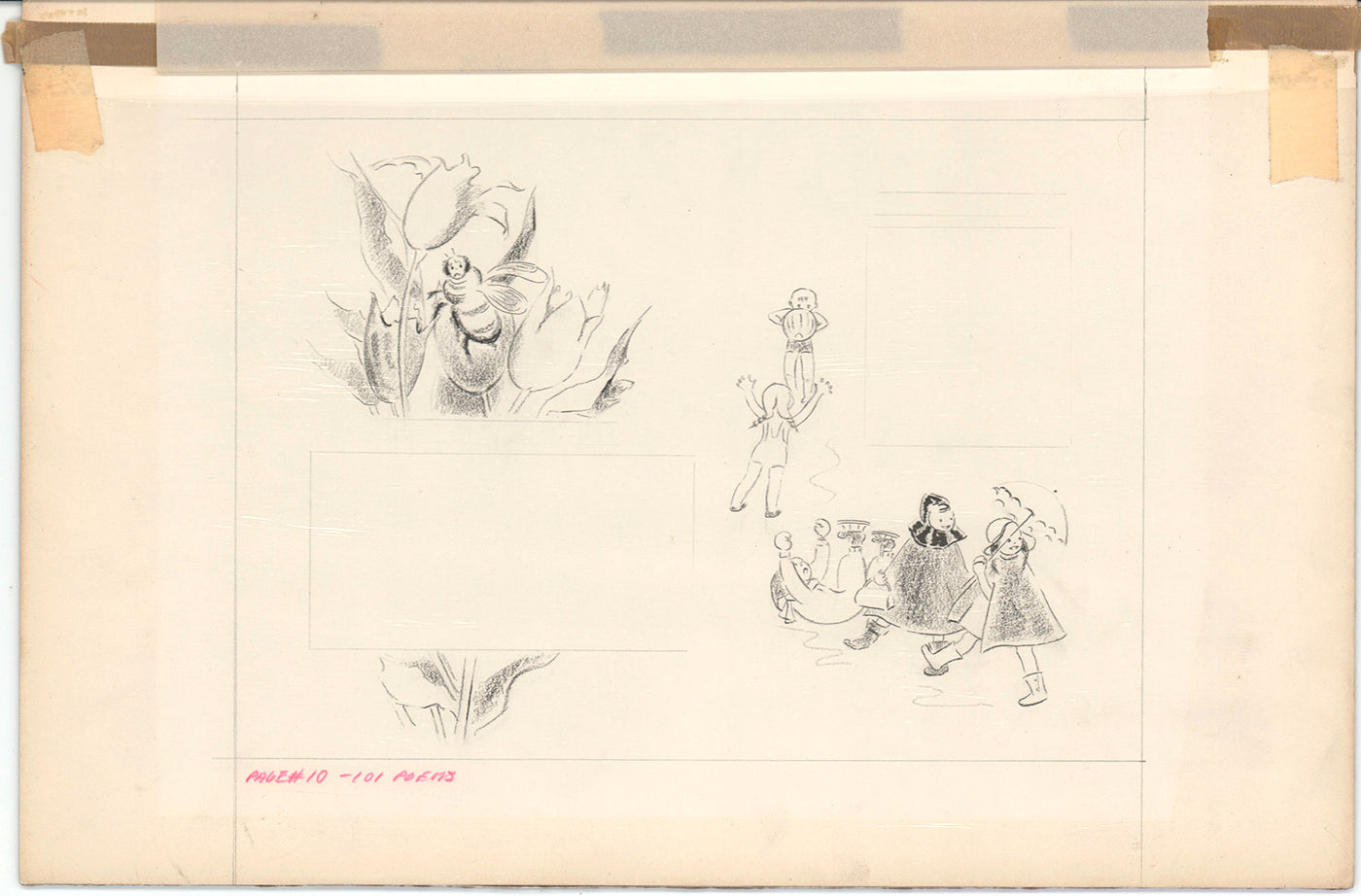 Illustration Book Page Original Drawing by Lowenheim c1978 Samuel Lowe H027