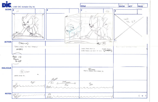 Sonic Underground Huge Hand-Drawn Production Storyboard 1999 from DIC Used to Make the Cartoon Pg 29