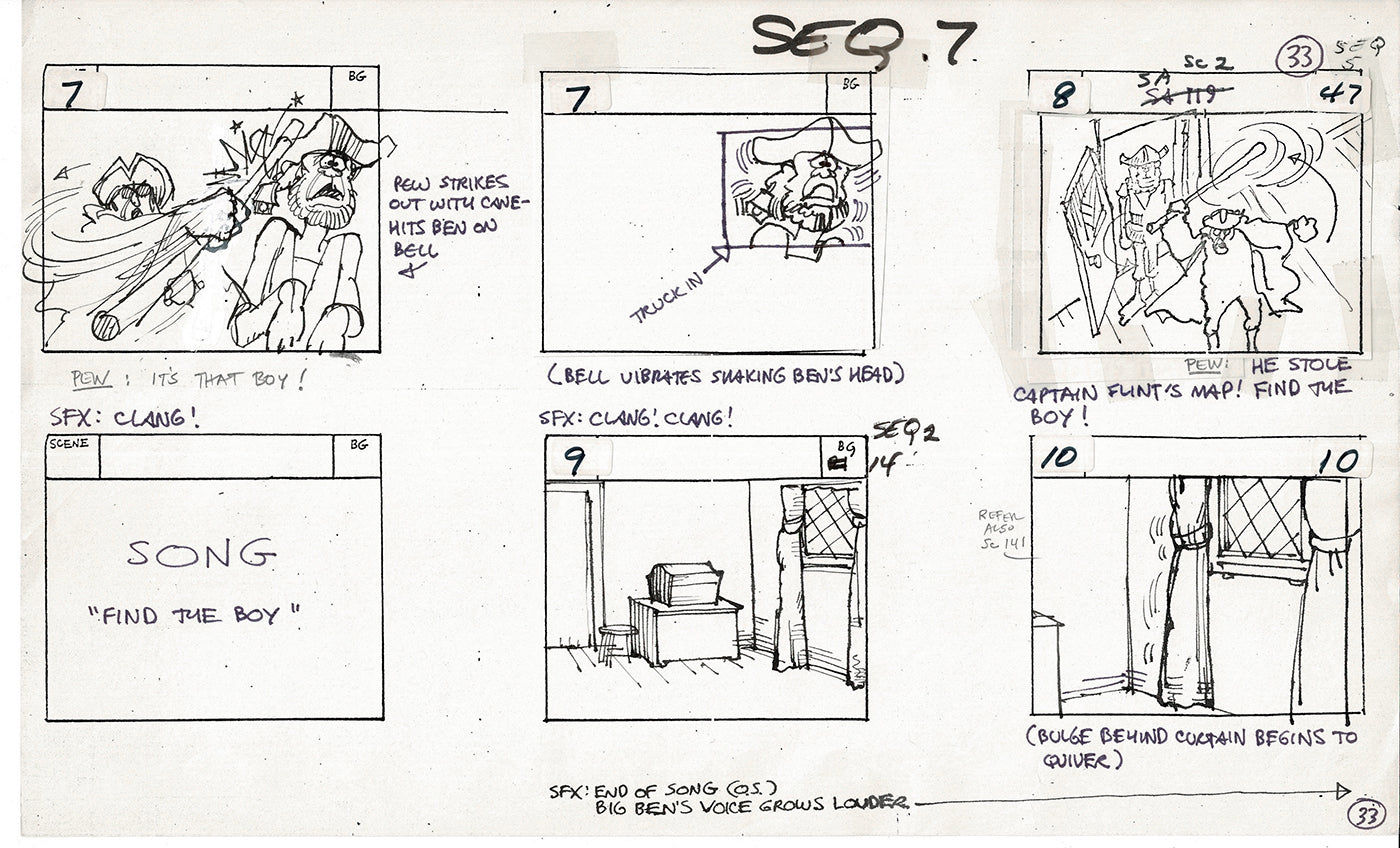 Treasure Island Storyboard Art Cartoon 2 Pages Stevenson Filmation WB 1973 A-29