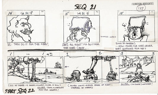 Treasure Island Storyboard Art Cartoon 2 Pages Stevenson Filmation WB 1973 C-29