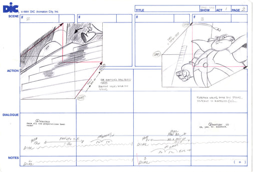 Sonic Underground Huge Hand-Drawn Production Storyboard 1999 from DIC Used to Make the Cartoon Pg 2