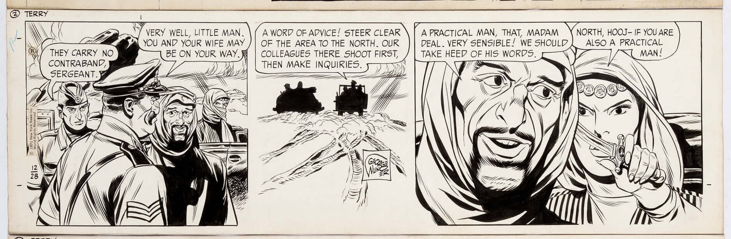Terry and the Pirates Orig Ink Daily Comic Strip Art Wunder Signed 1971 T2