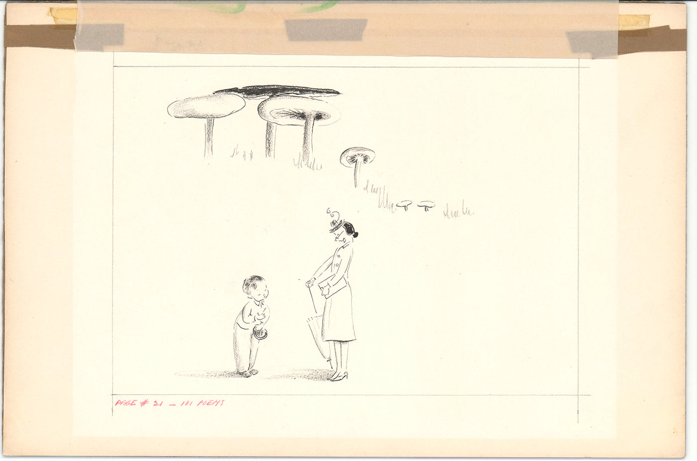 Illustration Book Page Original Drawing by Lowenheim c1978 Samuel Lowe H001