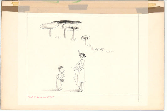 Illustration Book Page Original Drawing by Lowenheim c1978 Samuel Lowe H001