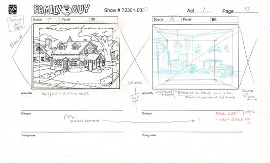 Family Guy Peter Griffin Hand-Drawn Production Animation Storyboard FOX 5