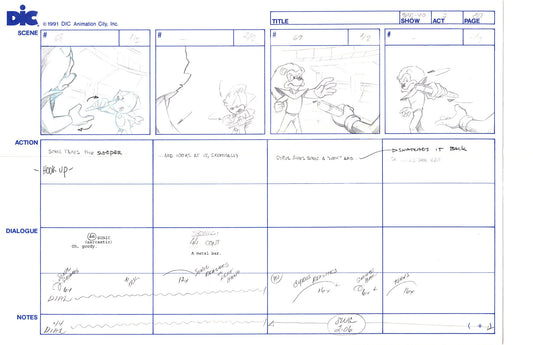 Sonic Underground Huge Hand-Drawn Production Storyboard 1999 from DIC Used to Make the Cartoon Pg 30