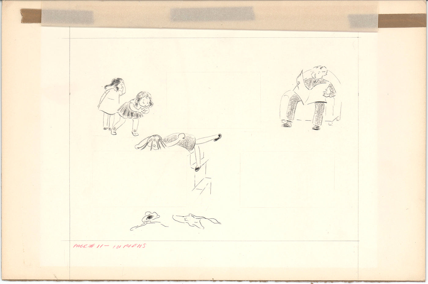 Illustration Book Page Original Drawing by Lowenheim c1978 Samuel Lowe H029