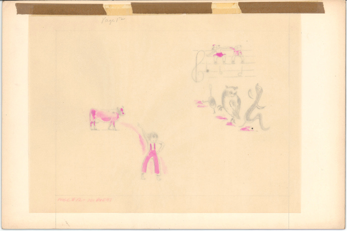 Illustration Book Page Original Drawing by Lowenheim c1978 Samuel Lowe H031