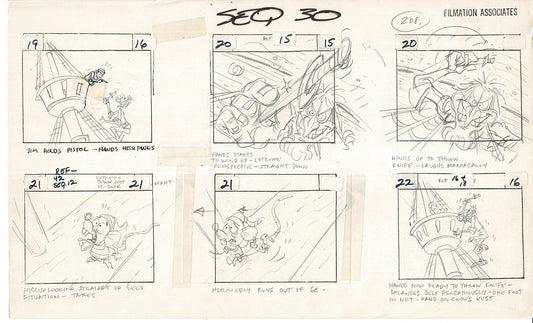 Treasure Island Storyboard Art Cartoon 2 Pages Stevenson Filmation WB 1973 D-31