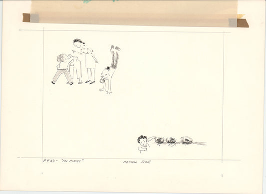 Illustration Book Page Original Drawing by Lowenheim c1978 Samuel Lowe T029
