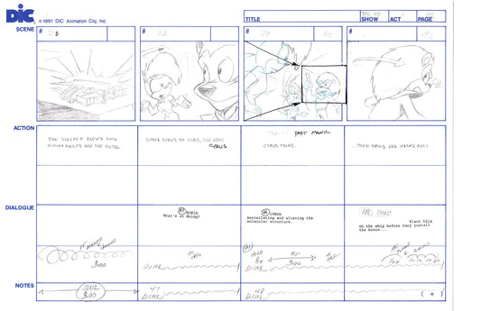 Sonic Underground Huge Hand-Drawn Production Storyboard 1999 from DIC Used to Make the Cartoon Pg 32