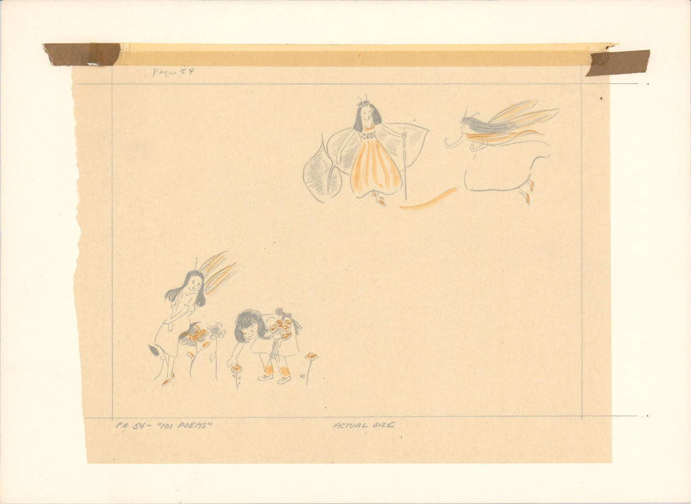 Illustration Book Page Original Drawing by Lowenheim c1978 Samuel Lowe T031
