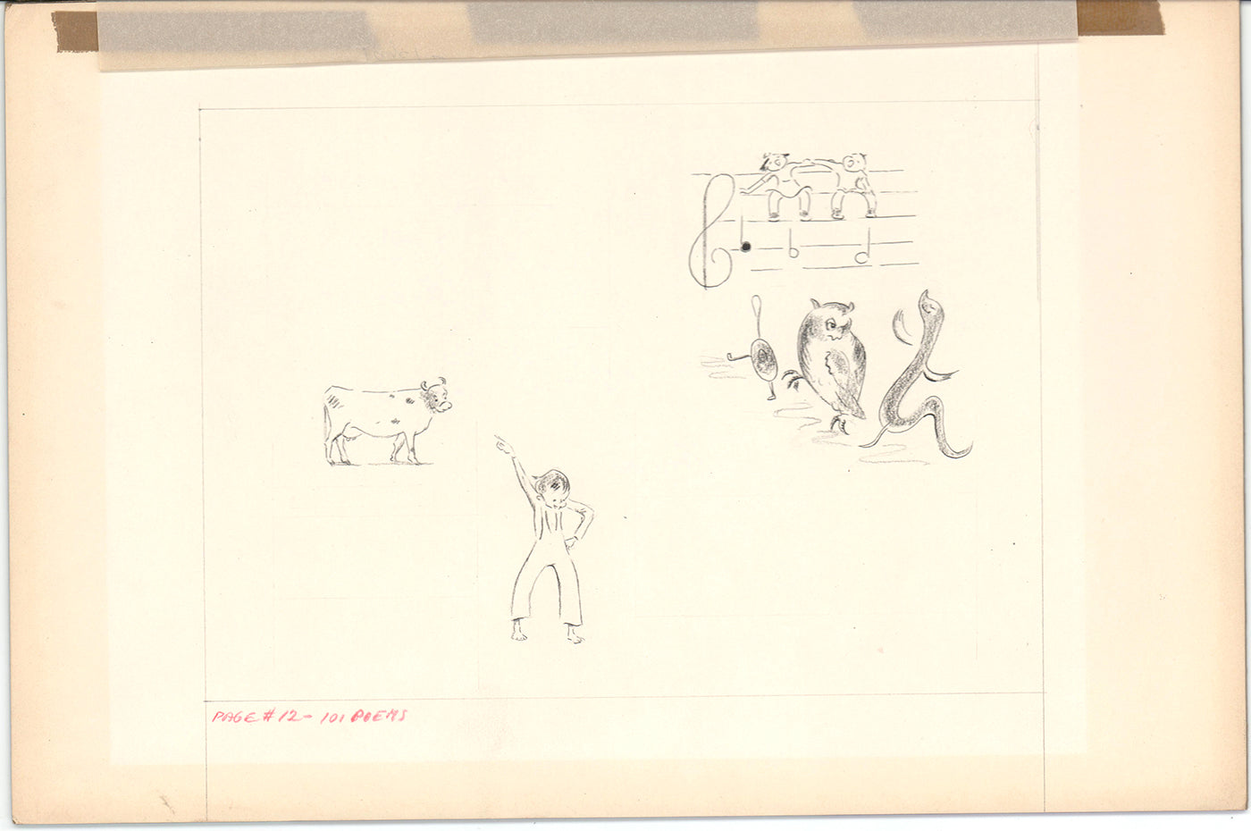 Illustration Book Page Original Drawing by Lowenheim c1978 Samuel Lowe H031