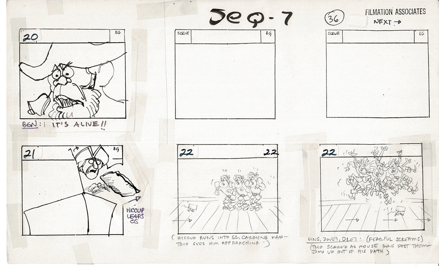 Treasure Island Storyboard Art Cartoon 2 Pages Stevenson Filmation WB 1973 A-31