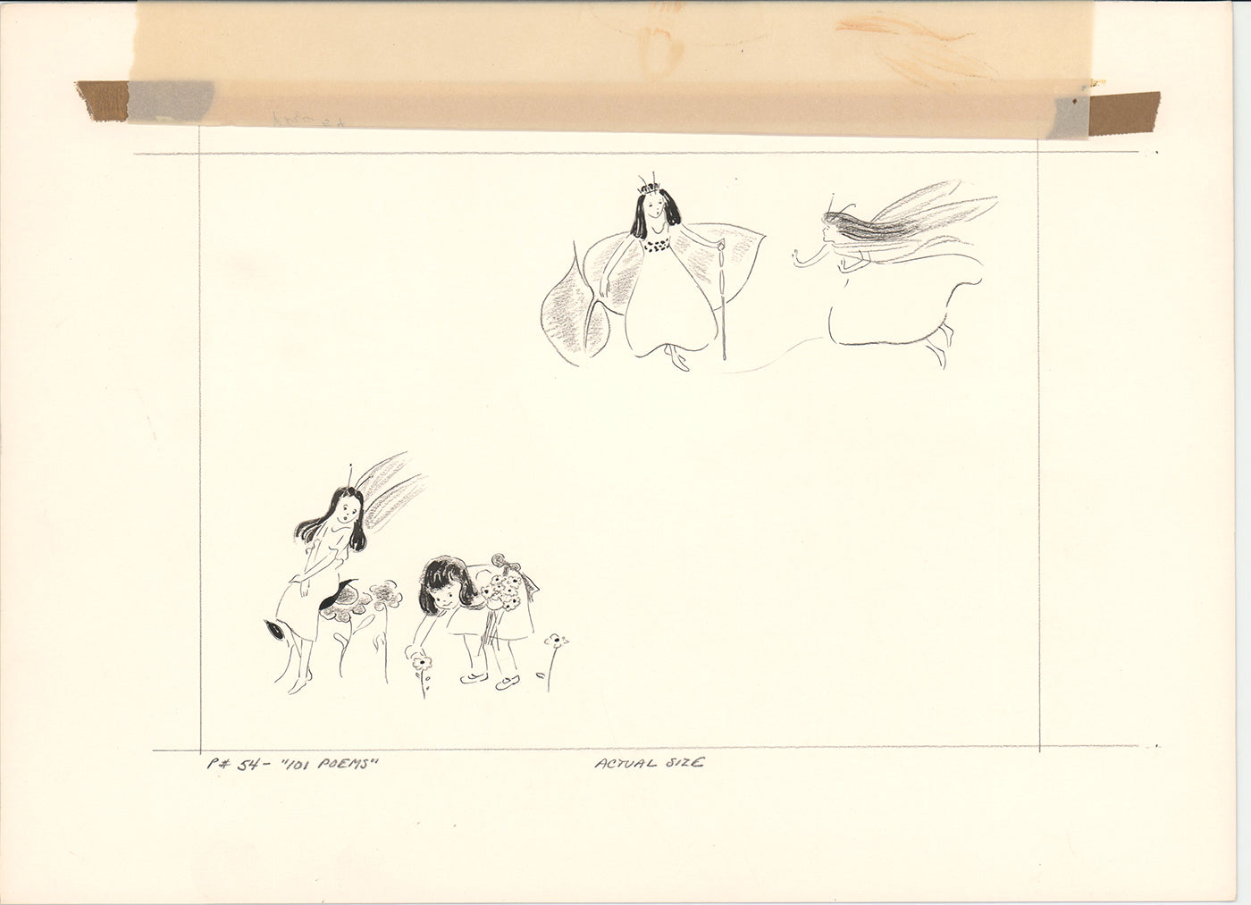 Illustration Book Page Original Drawing by Lowenheim c1978 Samuel Lowe T031