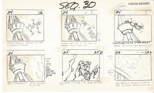 Treasure Island Storyboard Art Cartoon 2 Pages Stevenson Filmation WB 1973 D-33