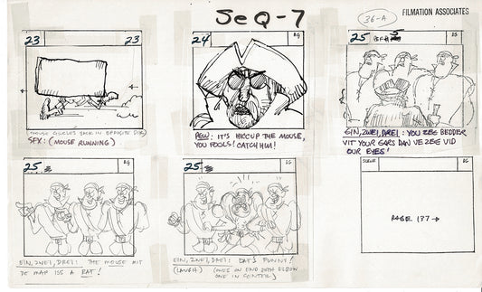 Treasure Island Storyboard Art Cartoon 2 Pages Stevenson Filmation WB 1973 A-33