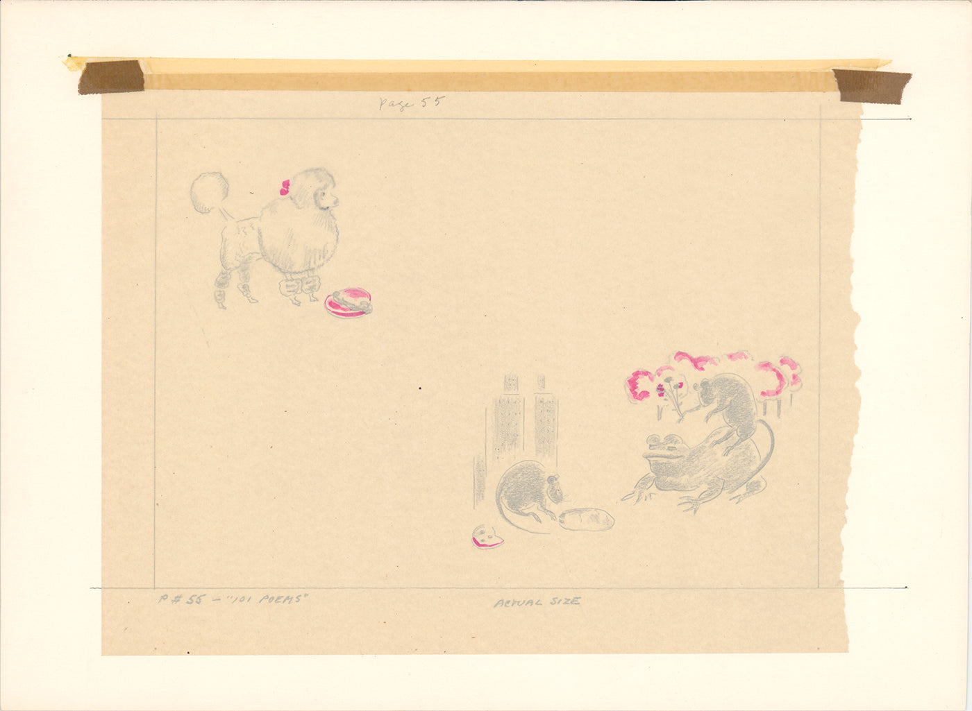 Illustration Book Page Original Drawing by Lowenheim c1978 Samuel Lowe T033