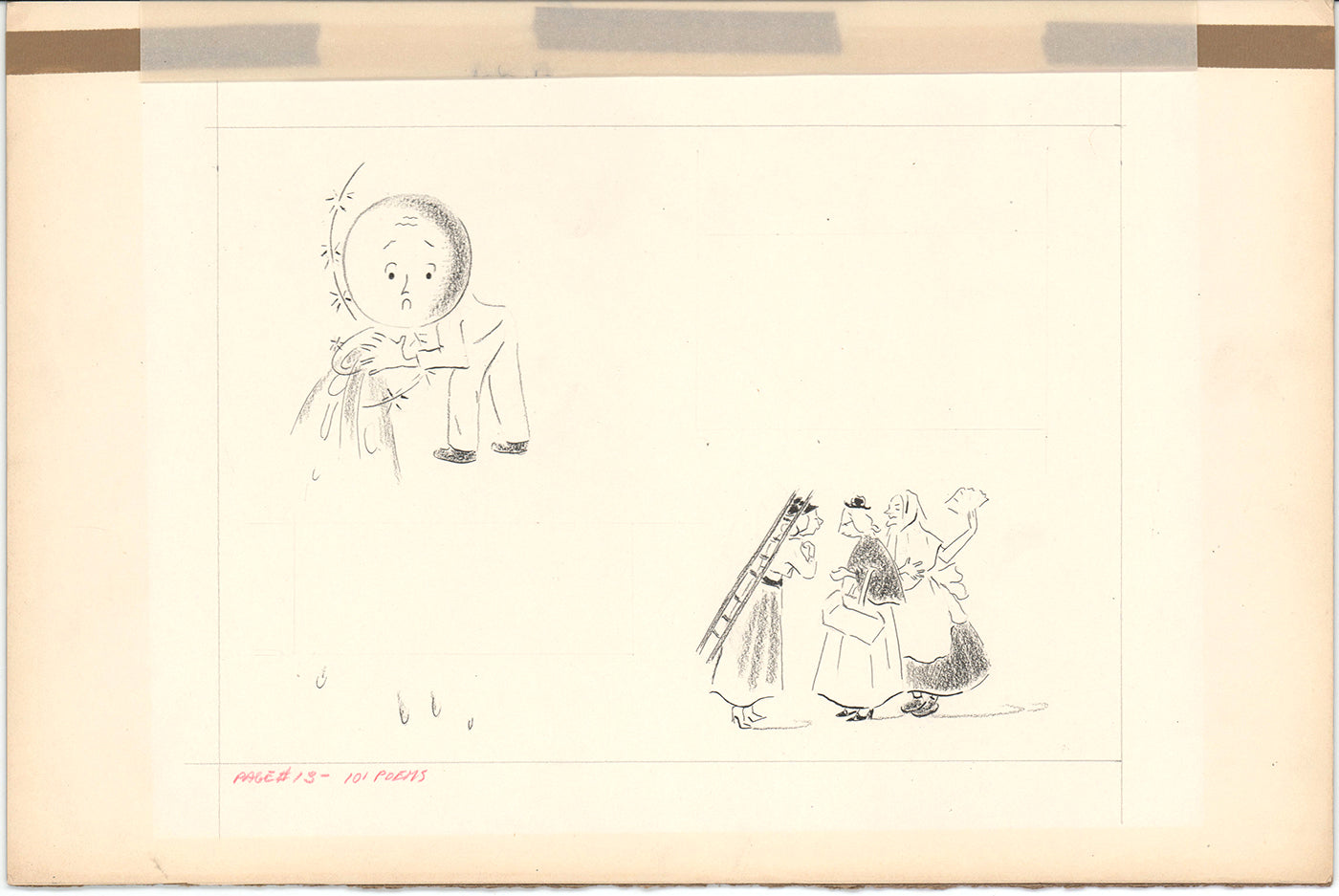 Illustration Book Page Original Drawing by Lowenheim c1978 Samuel Lowe H033