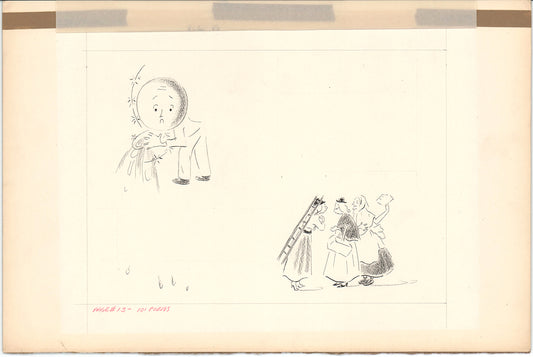 Illustration Book Page Original Drawing by Lowenheim c1978 Samuel Lowe H033