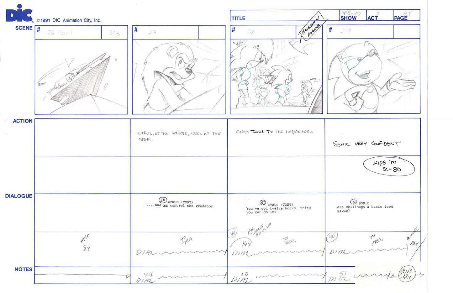 Sonic Underground Huge Hand-Drawn Production Storyboard 1999 from DIC Used to Make the Cartoon Pg 35