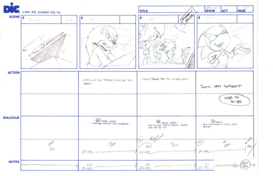 Sonic Underground Huge Hand-Drawn Production Storyboard 1999 from DIC Used to Make the Cartoon Pg 35