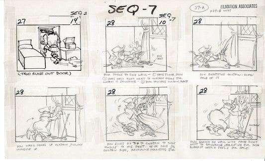 Treasure Island Storyboard Art Cartoon 2 Pages Stevenson Filmation WB 1973 A-35