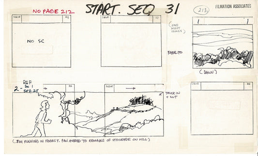 Treasure Island Storyboard Art Cartoon 2 Pages Stevenson Filmation WB 1973 D-35