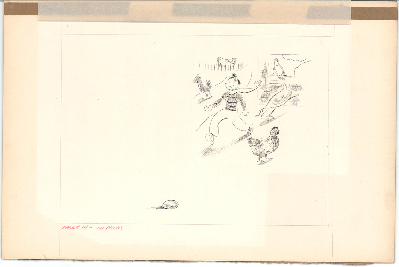 Illustration Book Page Original Drawing by Lowenheim c1978 Samuel Lowe H035