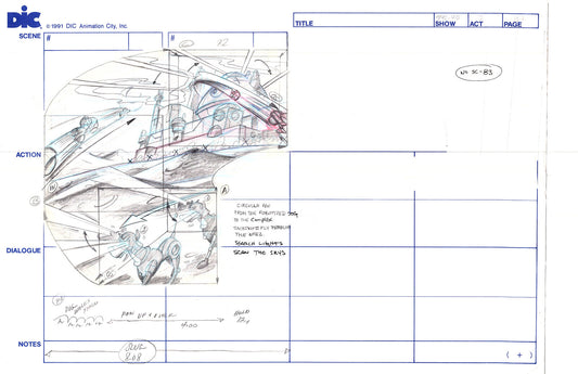 Sonic Underground Huge Hand-Drawn Production Storyboard 1999 from DIC Used to Make the Cartoon Pg 37