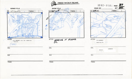 Teenage Mutant Ninja Turtles TMNT Original Production Animation Storyboard 1995 U3-37