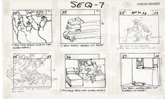 Treasure Island Storyboard Art Cartoon 2 Pages Stevenson Filmation WB 1973 A-37