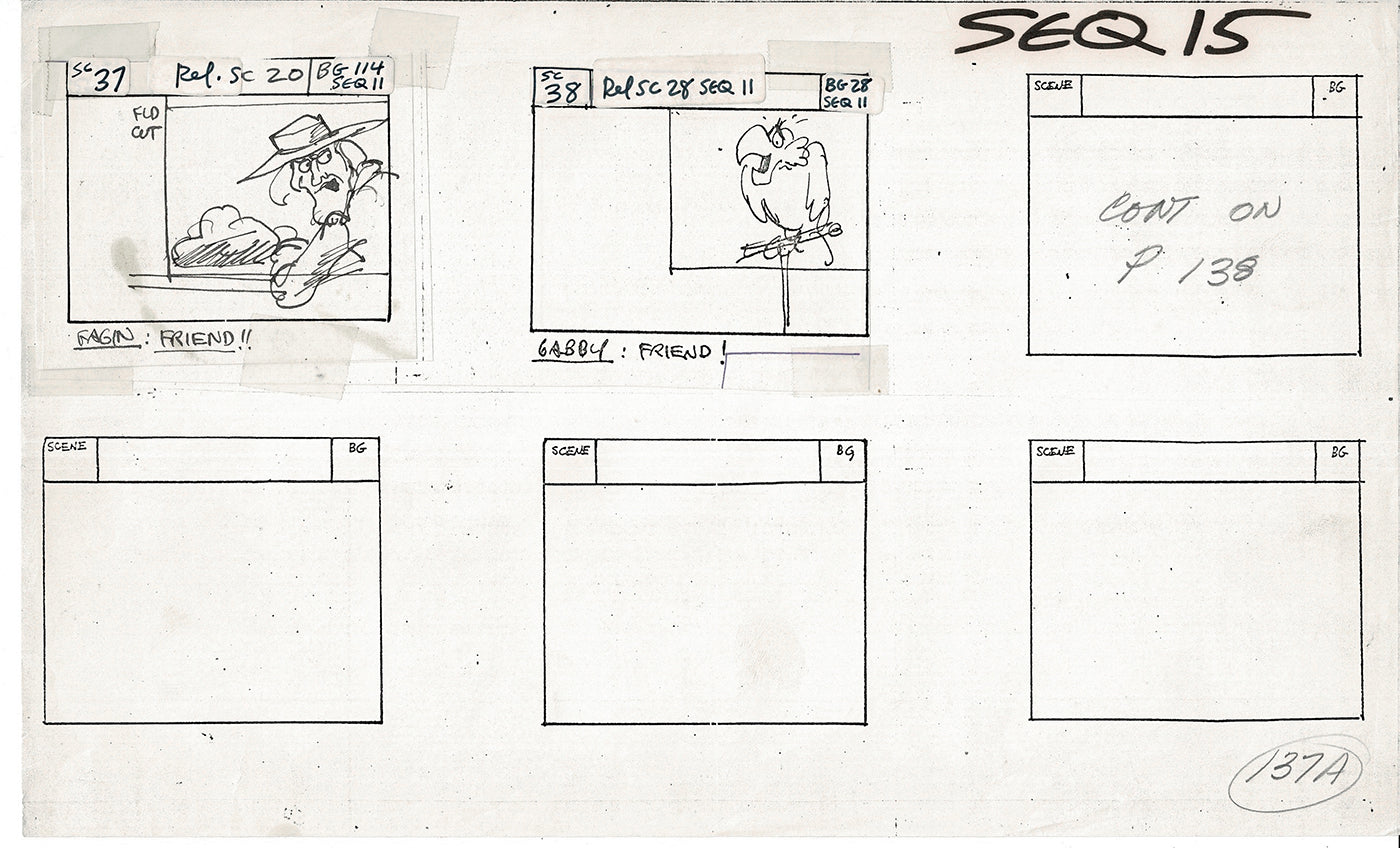 Treasure Island Storyboard Art Cartoon 2 Pages Stevenson Filmation WB 1973 C-37