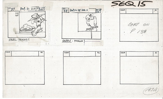 Treasure Island Storyboard Art Cartoon 2 Pages Stevenson Filmation WB 1973 C-37