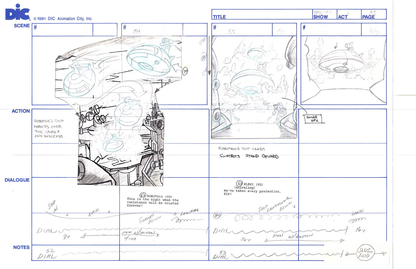 Sonic Underground Huge Hand-Drawn Production Storyboard 1999 from DIC Used to Make the Cartoon Pg 38