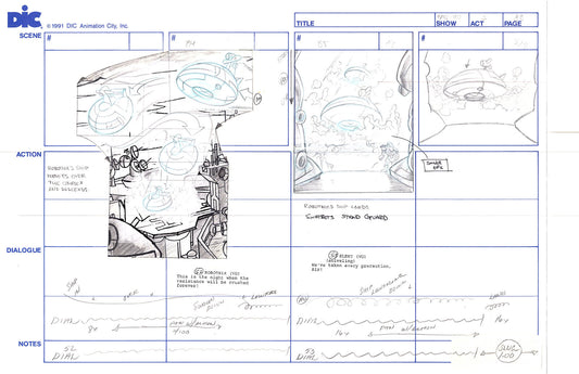 Sonic Underground Huge Hand-Drawn Production Storyboard 1999 from DIC Used to Make the Cartoon Pg 38