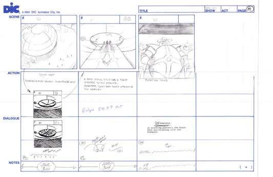 Sonic Underground Huge Hand-Drawn Production Storyboard 1999 from DIC Used to Make the Cartoon Pg 39