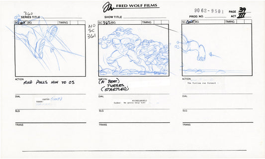 Teenage Mutant Ninja Turtles TMNT Original Production Animation Storyboard 1995 U3-39