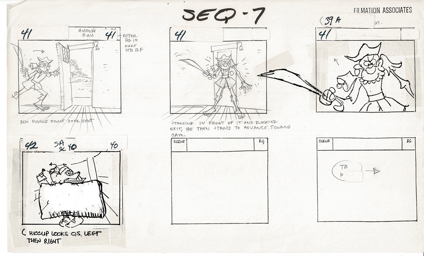 Treasure Island Storyboard Art Cartoon 2 Pages Stevenson Filmation WB 1973 A-39