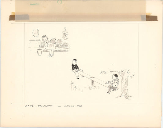 Illustration Book Page Original Drawing by Lowenheim c1978 Samuel Lowe T037