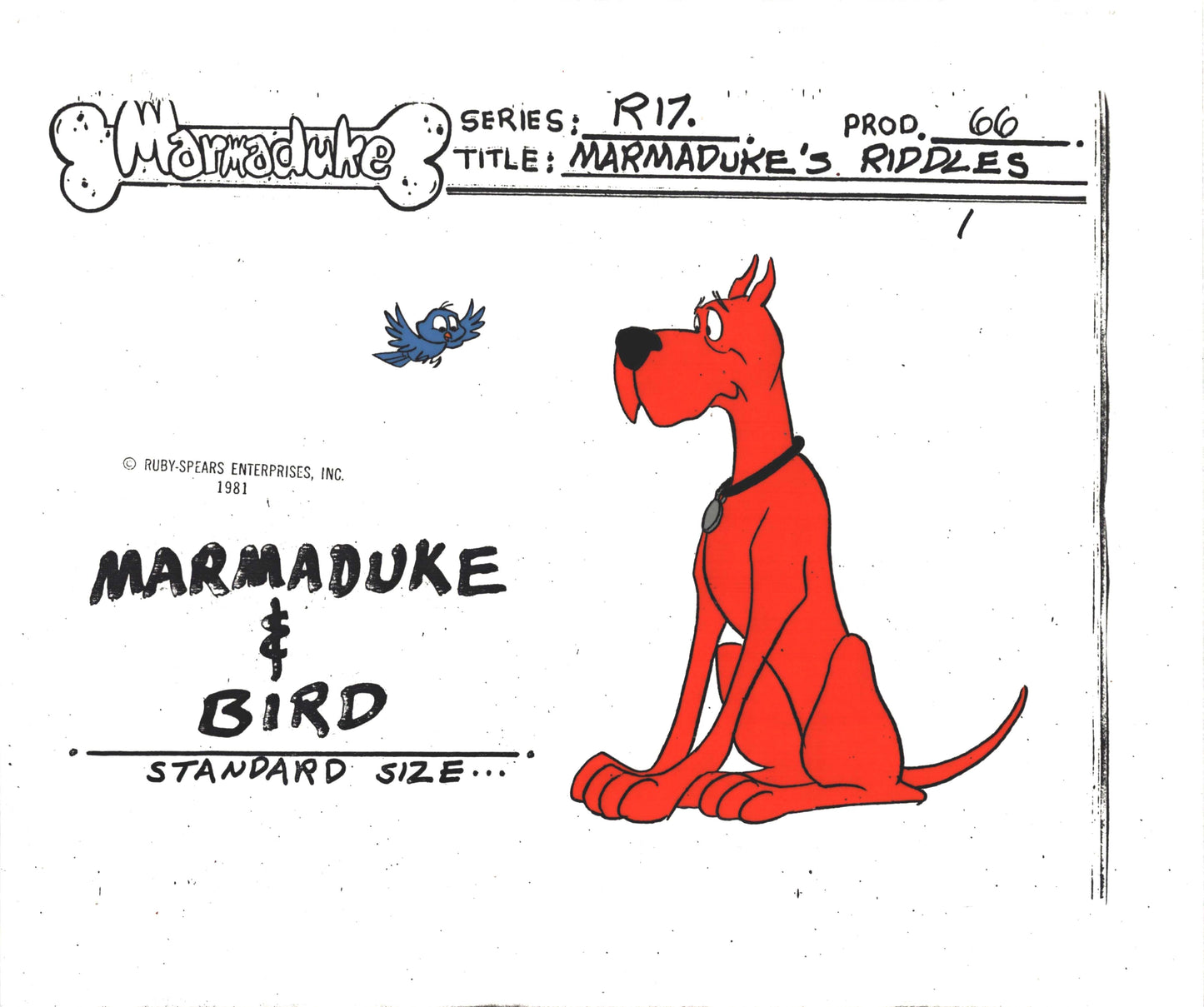 Marmaduke production animation model cel Ruby-Spears 1980 m3