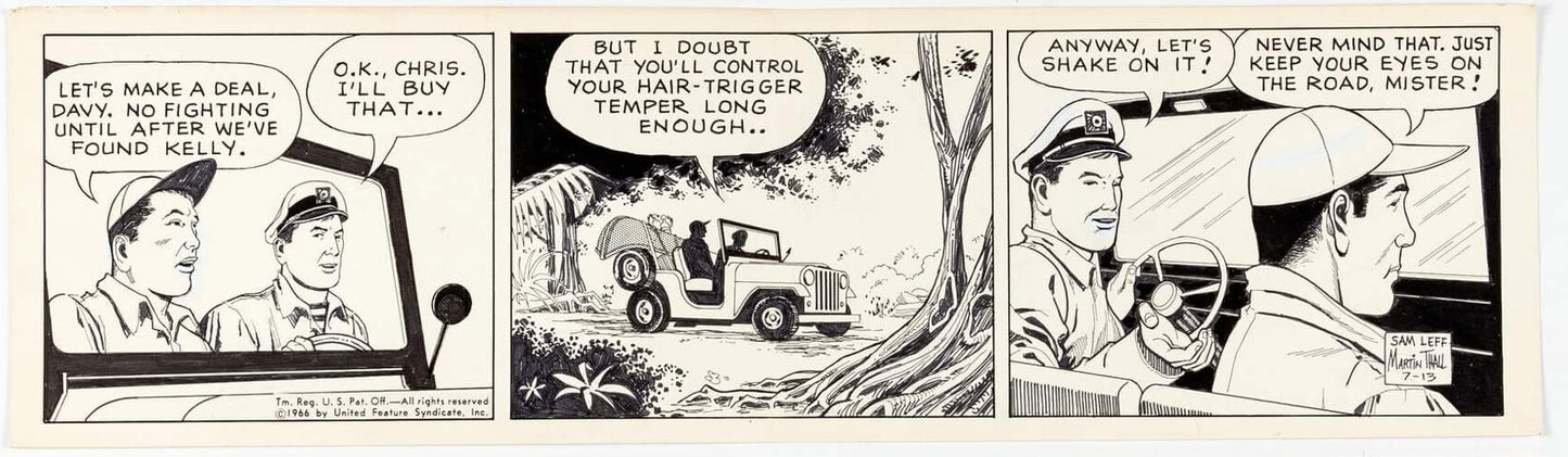 Sam Leff Davy Jones Orig Ink Daily Newspaper Comic Strip Art Signed 1966 CD03